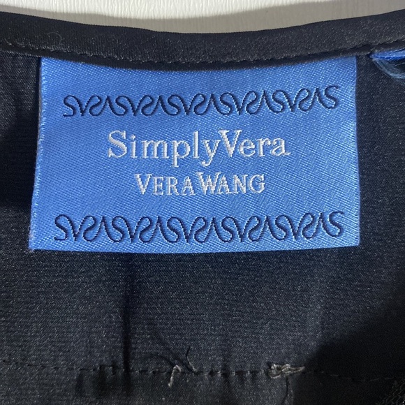 Simply Vera Wang Black Pleated Satin Gray Sheath Dress​​ - Picture 3 of 6